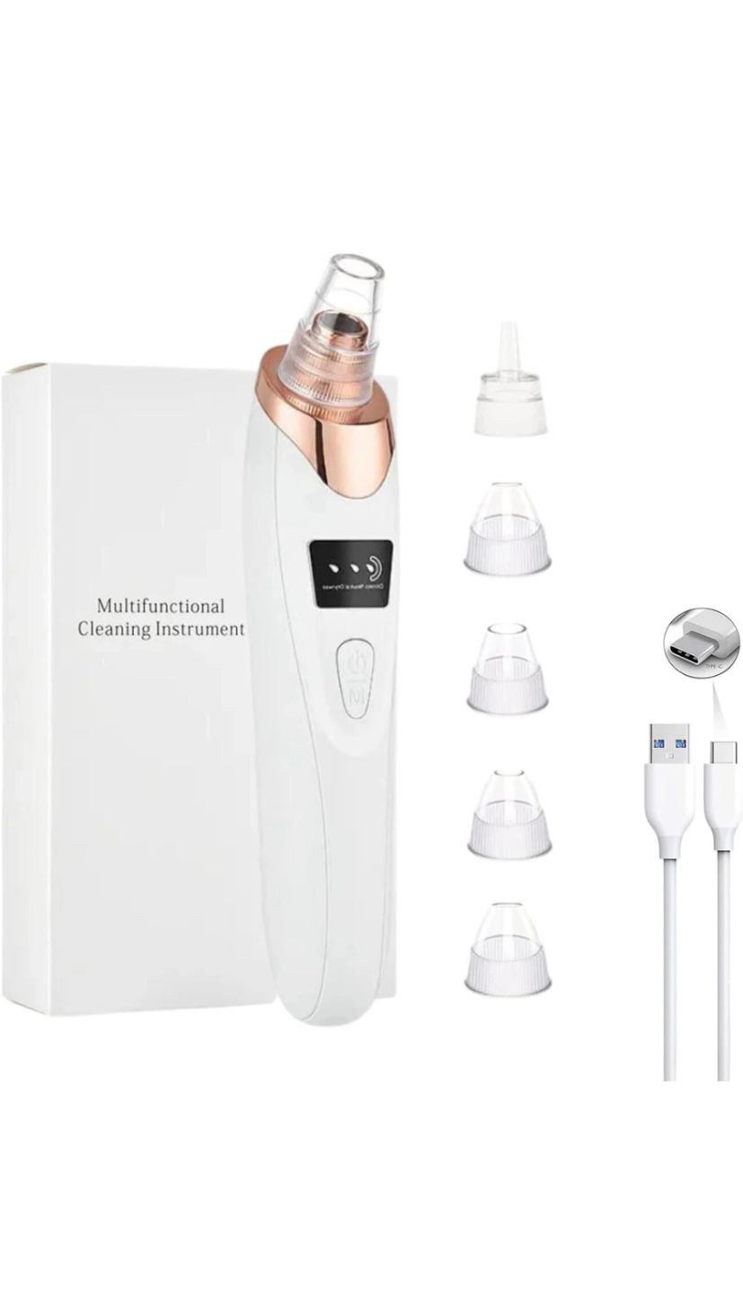 Rechargeable Blackhead Remover Vacuum – Facial Pore Cleaner with 5 Suction Heads & LED Display