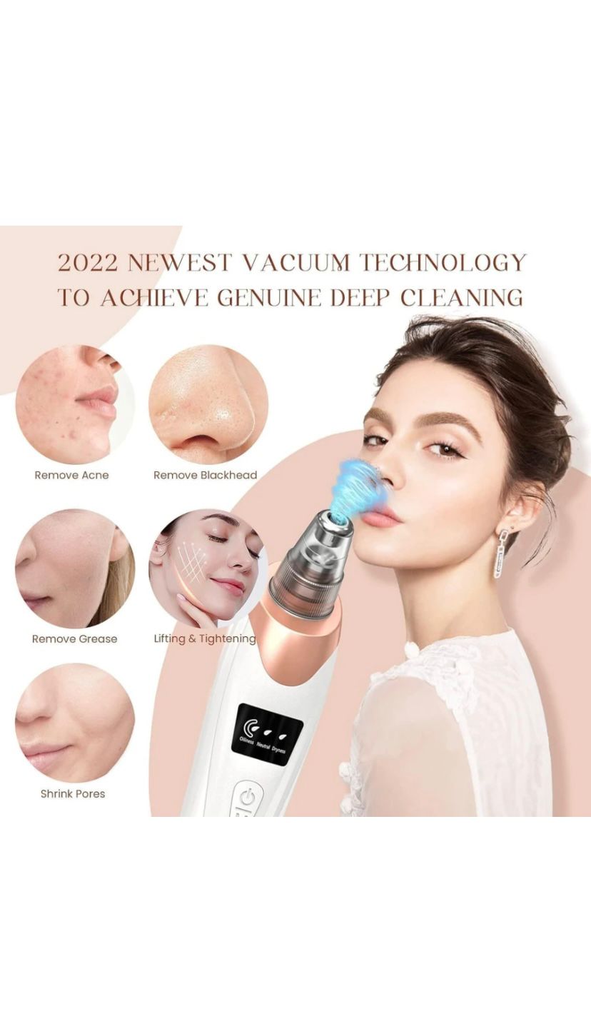 Rechargeable Blackhead Remover Vacuum – Facial Pore Cleaner with 5 Suction Heads & LED Display