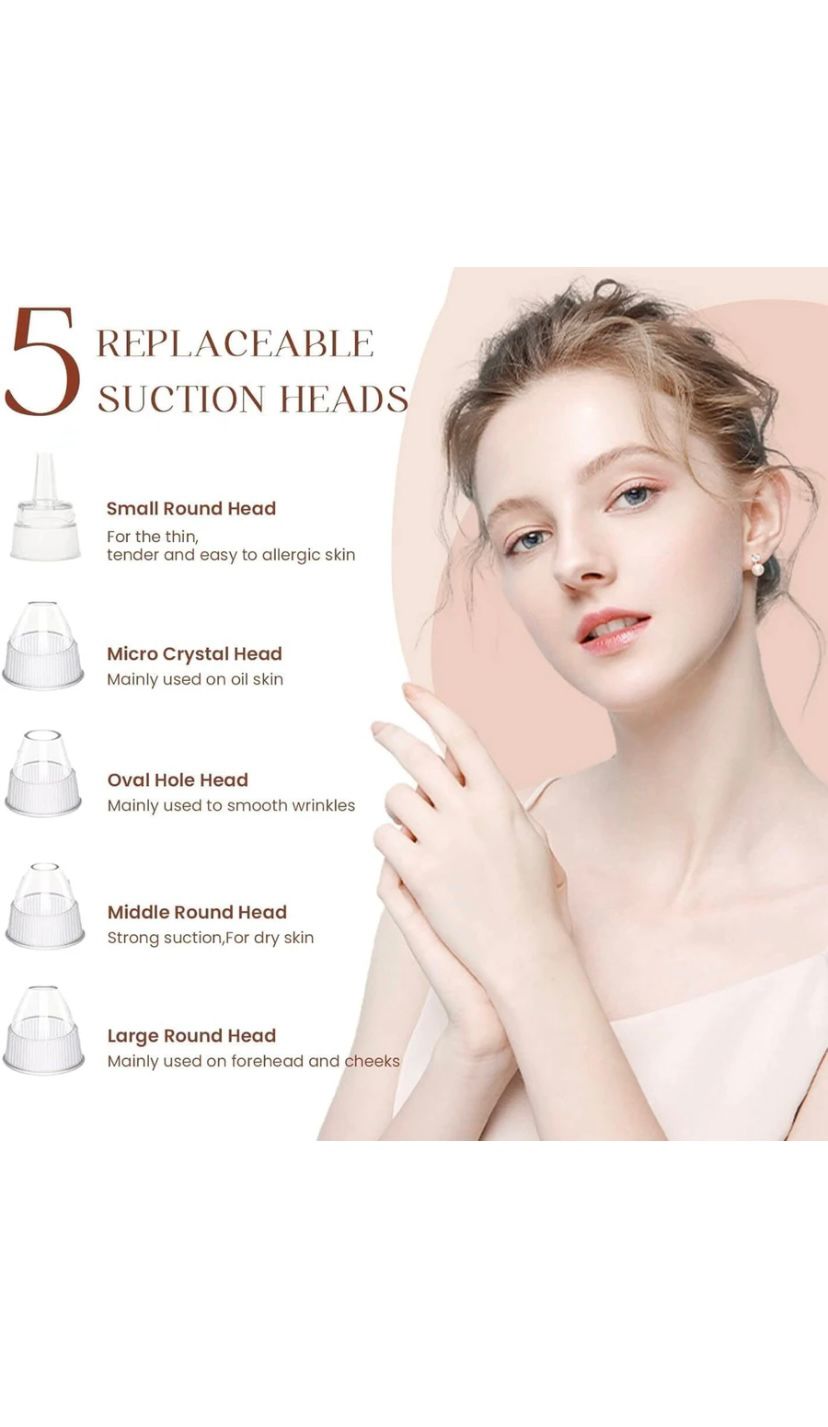 Rechargeable Blackhead Remover Vacuum – Facial Pore Cleaner with 5 Suction Heads & LED Display