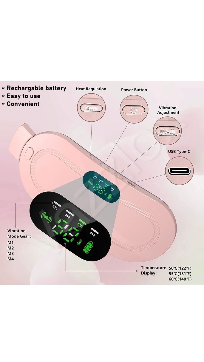 Rechargeable Electric Heating Eye Mask with Digital Temperature Control & Adjustable Strap (Pink)