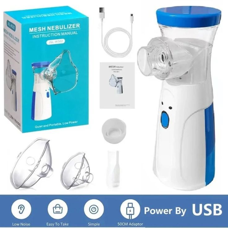 Portable Mesh Nebulizer Machine for Adults & Children – Handheld Silent Inhaler with Masks