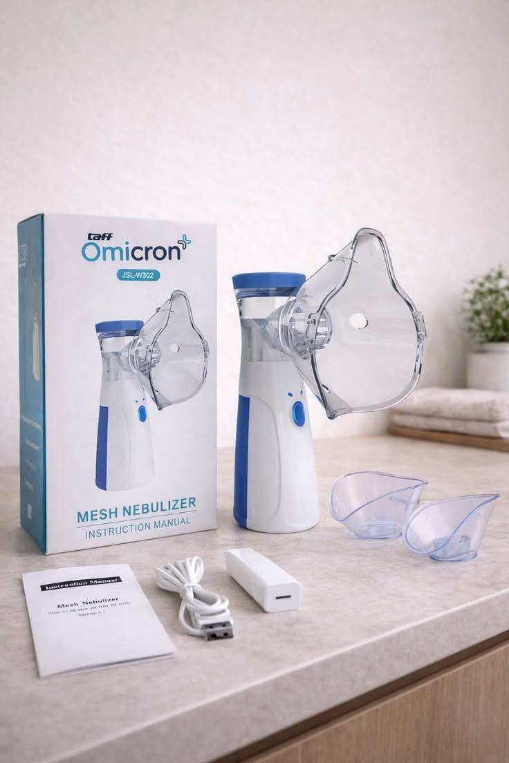 Portable Mesh Nebulizer Machine for Adults & Children – Handheld Silent Inhaler with Masks