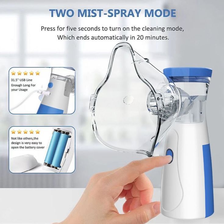 Portable Mesh Nebulizer Machine for Adults & Children – Handheld Silent Inhaler with Masks