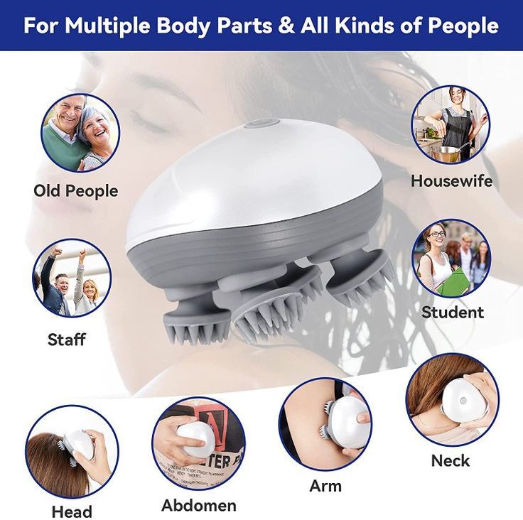 Smart Electric Scalp Massager – Waterproof Rechargeable Head & Hair Relaxation Massager with 4 Massage Nodes